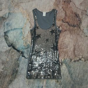 Silver Sequin Star Tank Top